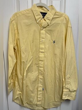 Ralph Lauren Yellow Button-Down Oxford Shirt with Navy Pony